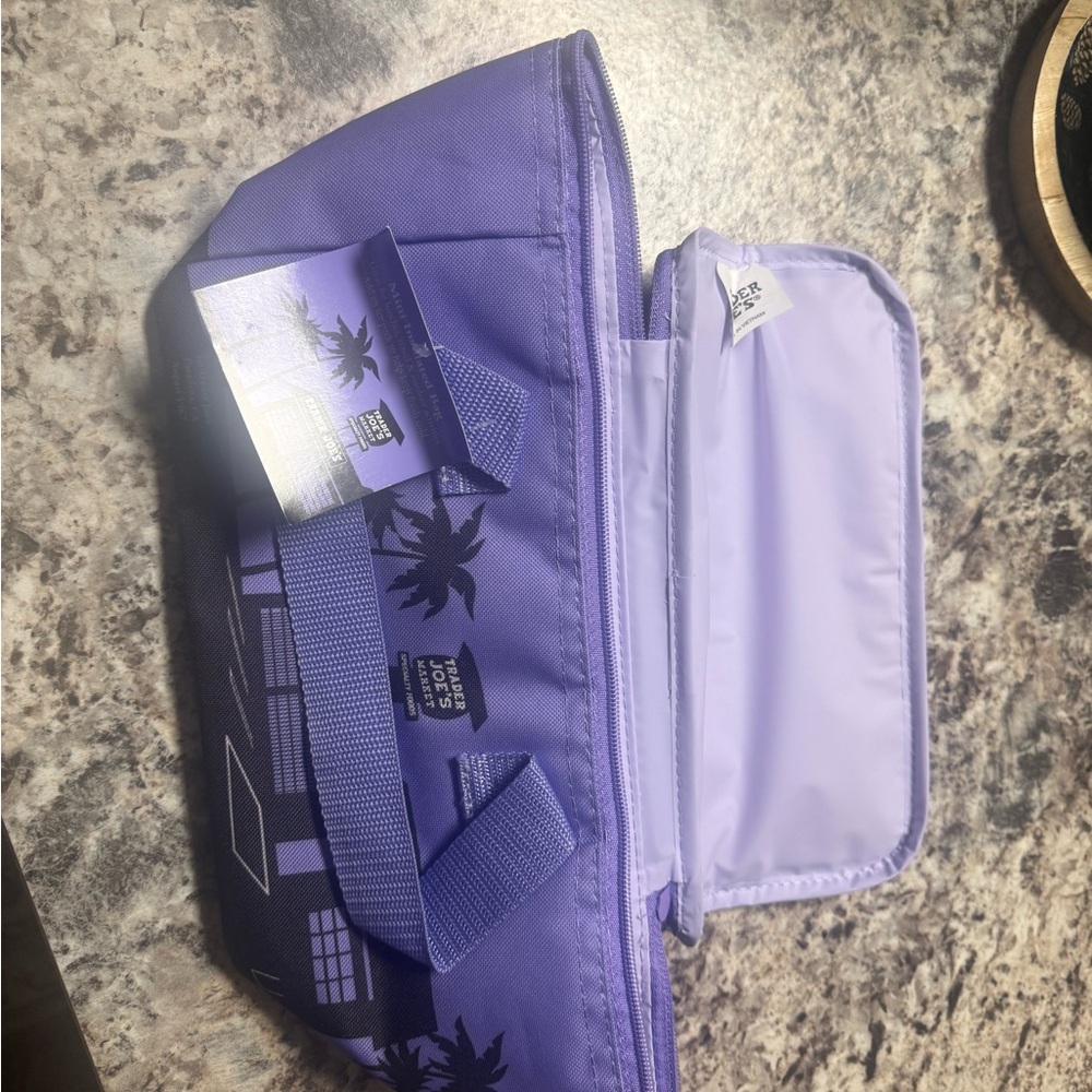 Trader Joe’s lunch bag in purple
